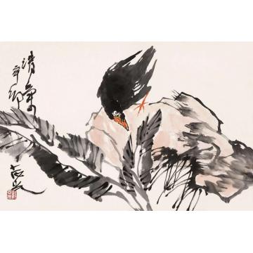 郭志光国画花鸟花鸟册页四开之九-清气字画之家