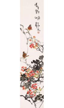 郭志光国画花鸟花鸟四条屏之一-凌霄字画之家