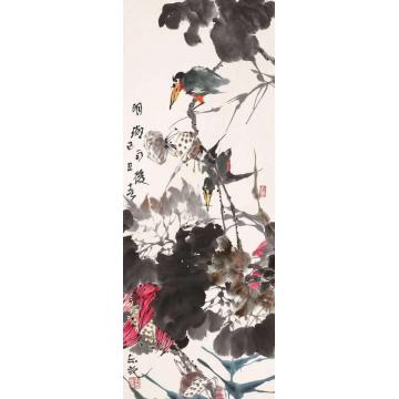 郭志光国画花鸟花鸟四条屏之二-明湖雨后字画之家