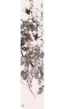 郭志光国画花鸟花鸟四条屏之四-紫气东来(字画之家