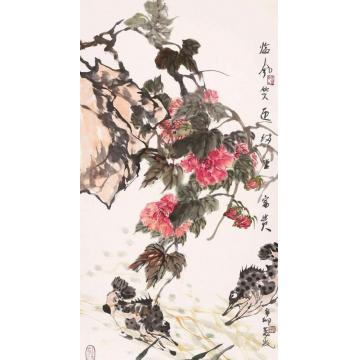 郭志光国画花鸟临风笑迎满堂富贵字画之家