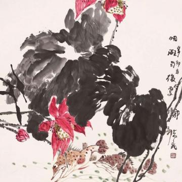 郭志光国画花鸟明湖雨后2字画之家