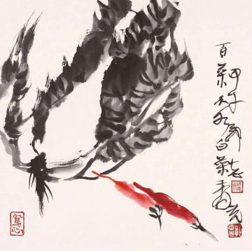 郭志光国画花鸟蔬果草虫册页十二开之二-百字画之家