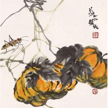 郭志光国画花鸟蔬果草虫册页十二开之三-南字画之家