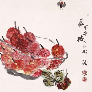 郭志光国画花鸟蔬果草虫册页十二开之十二荔枝字画之家