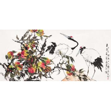 郭志光国画花鸟桃园寿庆，长愿相随字画之家