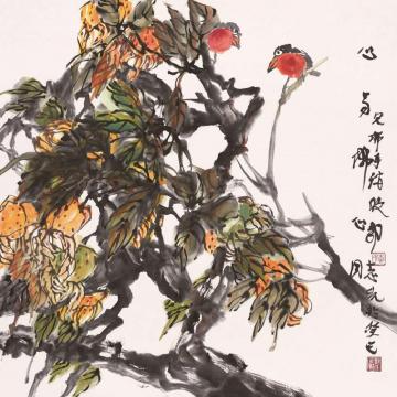 郭志光国画花鸟心与佛心同字画之家