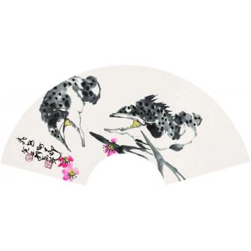郭志光国画花鸟花鸟扇面十二开之四-桃花时节字画之家