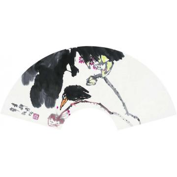 郭志光国画花鸟花鸟扇面十二开之五-荷花翠字画之家