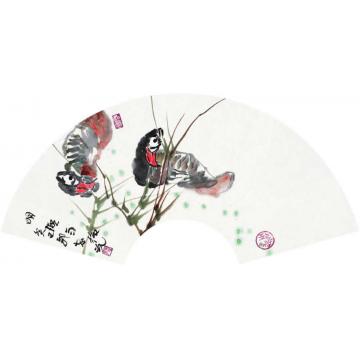 郭志光国画花鸟花鸟扇面十二开之八-明湖雨后字画之家