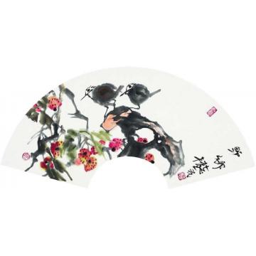 郭志光国画花鸟花鸟扇面十二开之九-野山楂字画之家