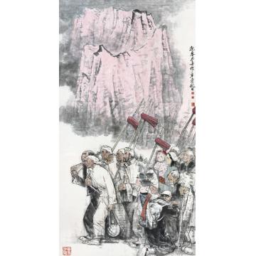 杨力舟国画人物黄河三联画之三《黄河愤》字画之家