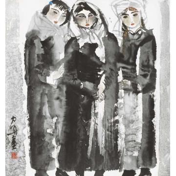 杨力舟国画人物草原姑娘 字画之家