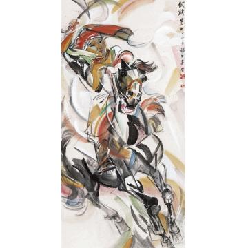 杨力舟国画人物纵骑勇士字画之家