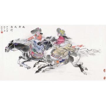 杨力舟国画人物飞奔故乡行字画之家