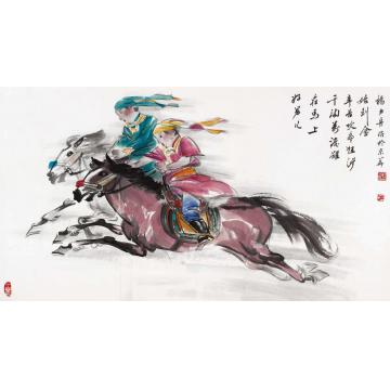 杨力舟国画人物好男儿在马上字画之家