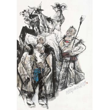 杨力舟国画人物古老的山丘字画之家