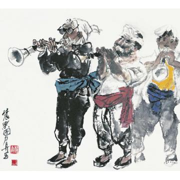 杨力舟国画人物三个乐手字画之家