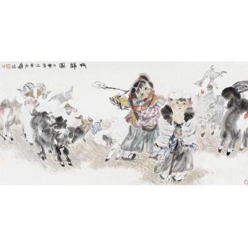 杨力舟国画人物牧归图字画之家