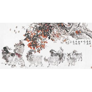 杨力舟国画人物红柿金曲字画之家