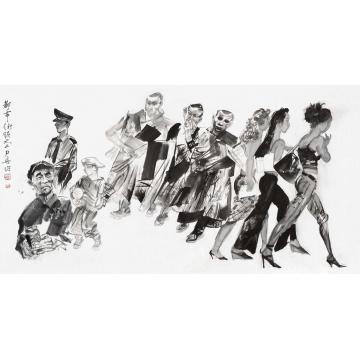 杨力舟国画人物闹市街头字画之家