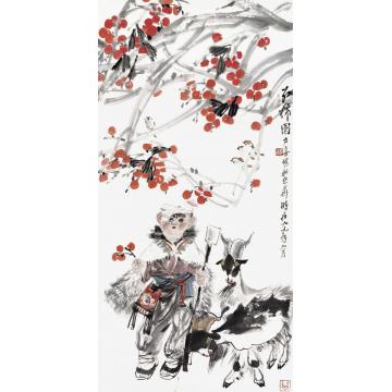 杨力舟国画人物红柿图字画之家
