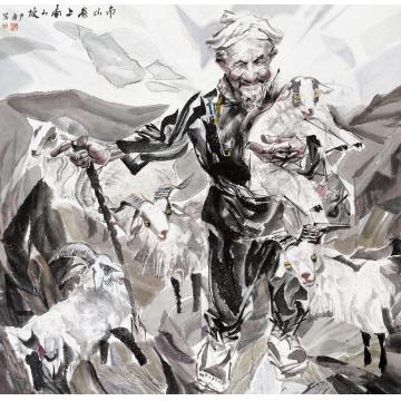 杨力舟国画人物南山岭上南山坡字画之家