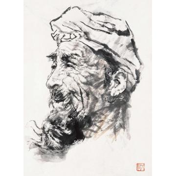杨力舟国画人物塬上老人001字画之家