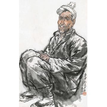 杨力舟国画人物禹门口老船工字画之家