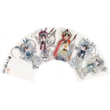 杨力舟国画人物杨门女将---百岁挂帅（扇面字画之家
