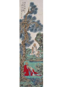 范扬国画人物用枝隐头陀法作罗汉图字画之家