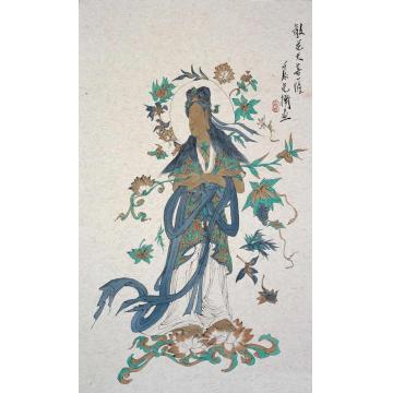 范扬国画人物散花天菩萨字画之家