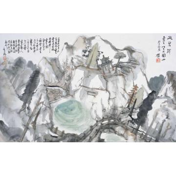 何加林国画山水凝碧潭字画之家
