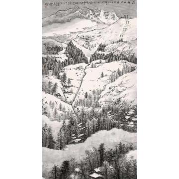 何加林国画山水寂静的雪场字画之家
