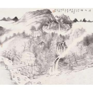 何加林国画山水清水桥字画之家