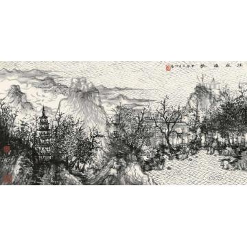 何加林国画山水汪庄远眺字画之家