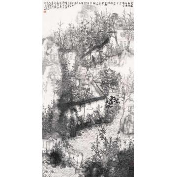 何加林国画山水塔影亭字画之家