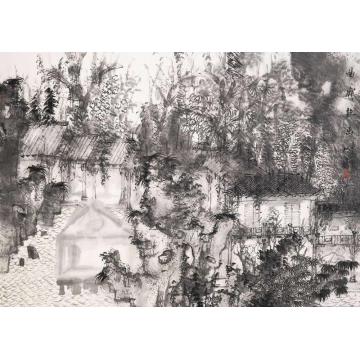 何加林国画山水曲廊抱幽字画之家