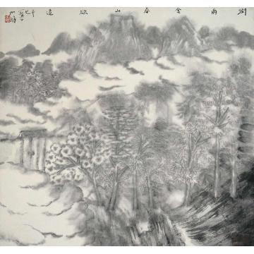 何加林国画山水润雨含春字画之家