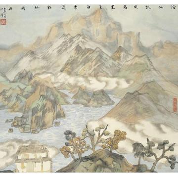 何加林国画山水白云过江字画之家