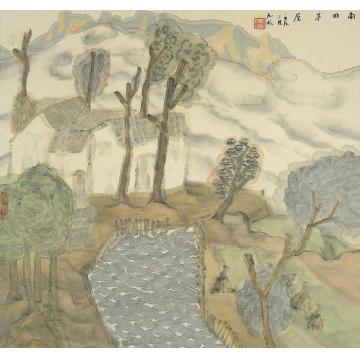 何加林国画山水南田茅屋字画之家