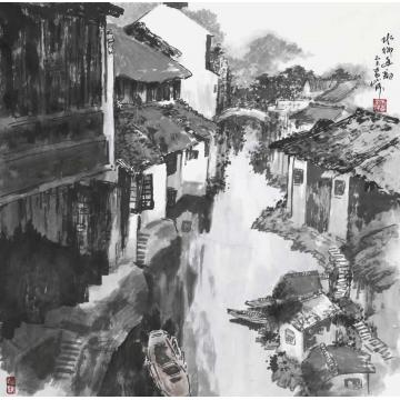 雷正民国画山水水乡幽韵字画之家