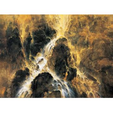 王迦南蔡小丽秋山飞瀑图Autumn mo字画之家