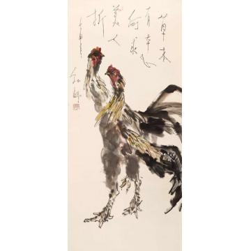 刘勃舒国画花鸟双鸡字画之家