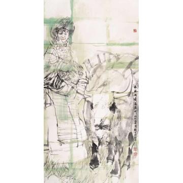 杜滋龄国画人物春风吹绿高原地字画之家