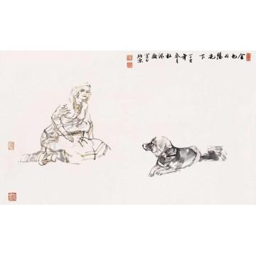 杜滋龄国画人物金色的阳光下字画之家