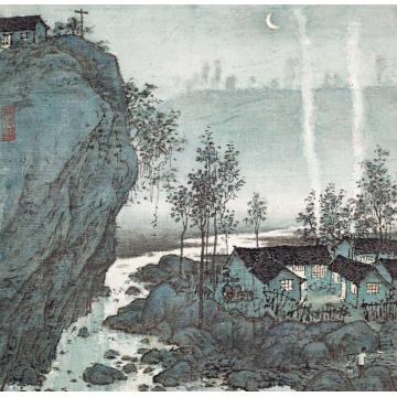 张凭国画山水夏夜炊烟字画之家