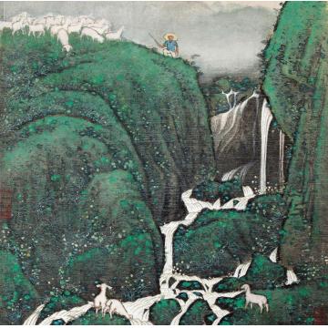 张凭国画山水泉边牧歌字画之家