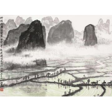 张凭国画山水阡陌纵横白云里字画之家