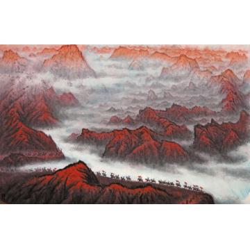 张凭国画山水苍山如海 残阳如血字画之家